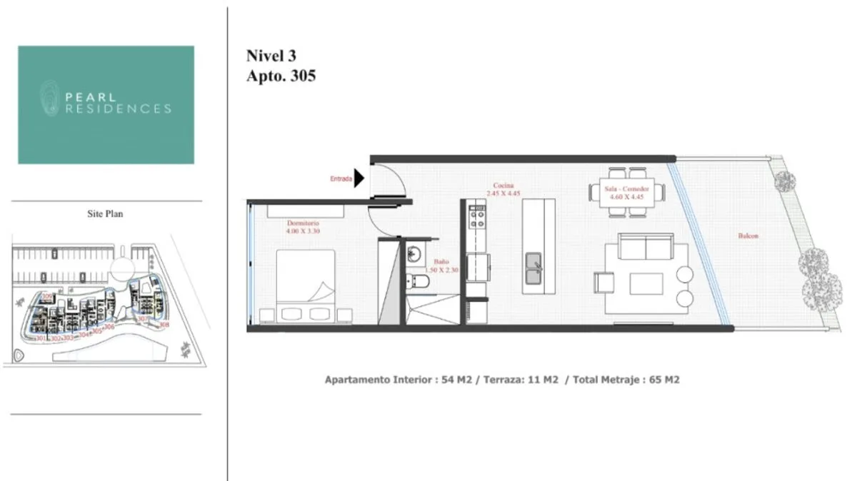 Apartamento 1 habitación, 65 m², balcón con vista, foto 7